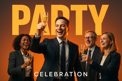Corporate Celebration Party with Business Professionals