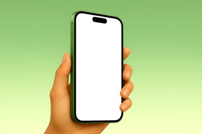 Green Phone Held from Above with Blank Screen