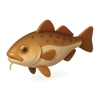 3D Cod Fish Icon with Isometric View