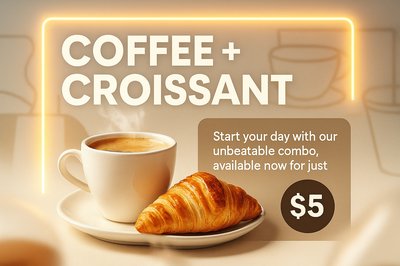 Coffee and Croissant Promo Bundle for $5