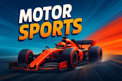 Dynamic Racing Car Illustration in Motion with Bold Typography