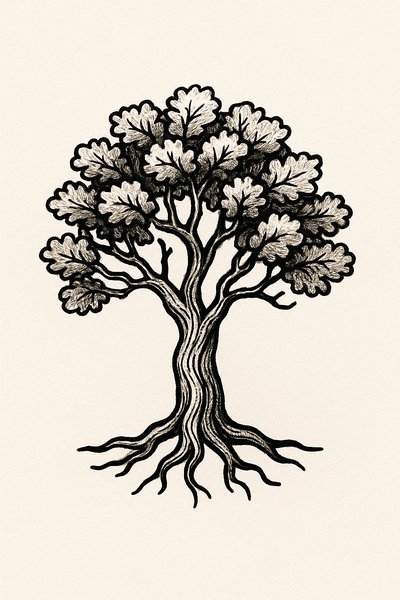 Intricate Black and White Tree Illustration