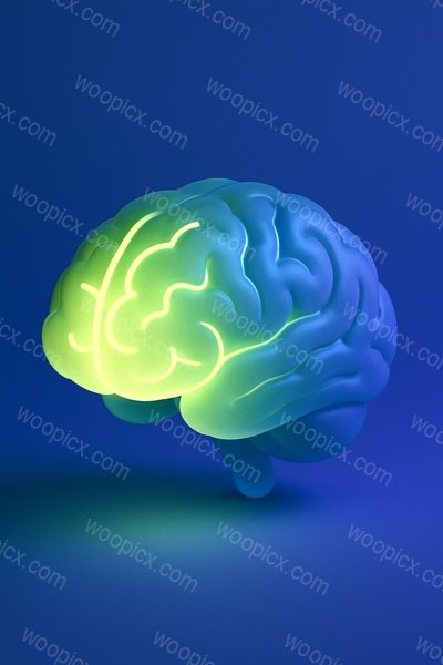 Realistic Glowing Brain Icon in 3D