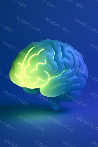 Realistic Glowing Brain Icon in 3D