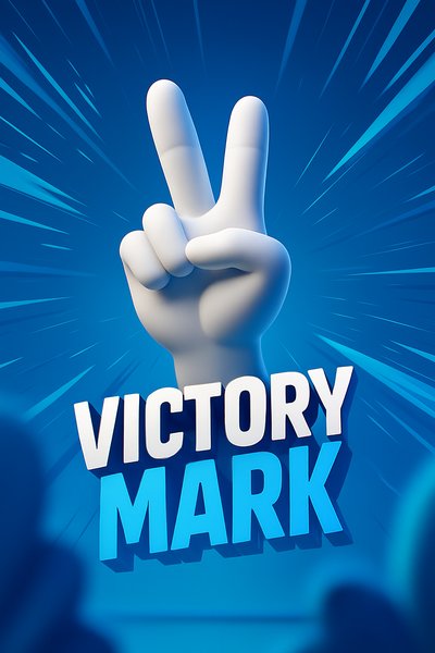 Dynamic Victory Mark Illustration with Engaging Colors