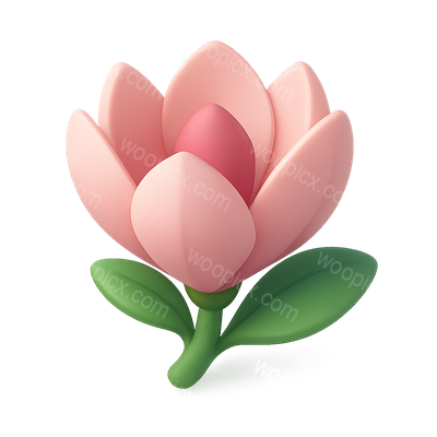 Stylized 3D Magnolia Flower Icon in Soft Colors