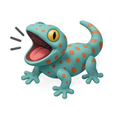 Colorful Cartoon Gecko Character with Open Mouth