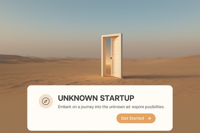 3D Illustration of an Opened Door in a Desert Landscape