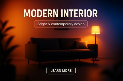 Modern Interior Design with Bright Colors and Sofa