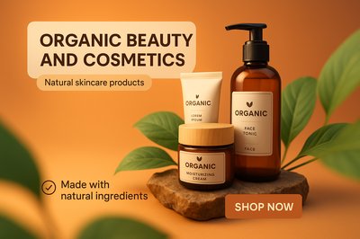Promotional Display of Organic Skincare Products