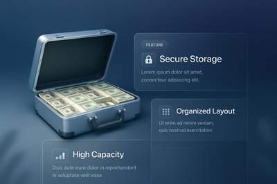 3D Briefcase of Cash with Modern Design Features