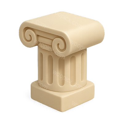 Stylized Classical Column Icon in Soft Beige