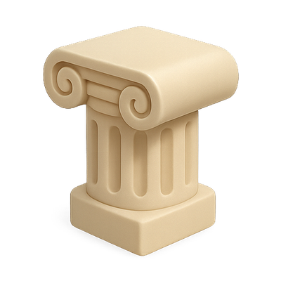 Stylized Classical Column Icon in Soft Beige