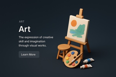 High Perspective 3D Art Scene with Creative Elements
