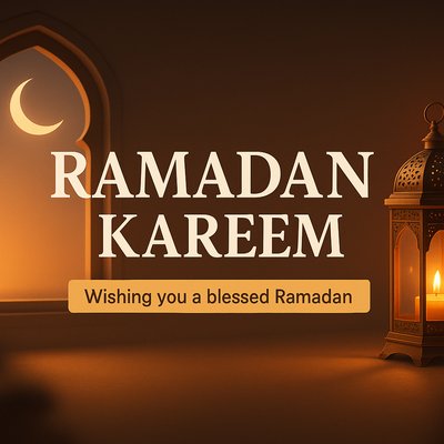 Elegant Ramadan Greeting Card with Lantern and Moon
