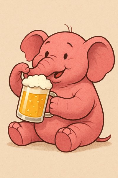 Cute Cartoon Elephant Enjoying a Drink
