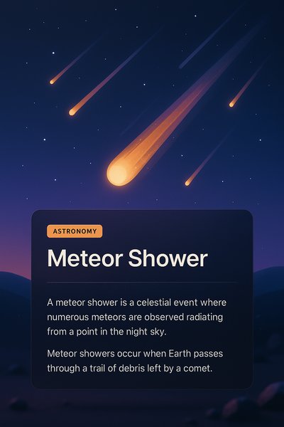 Stunning Meteor Shower Illustration with Informative Overlay
