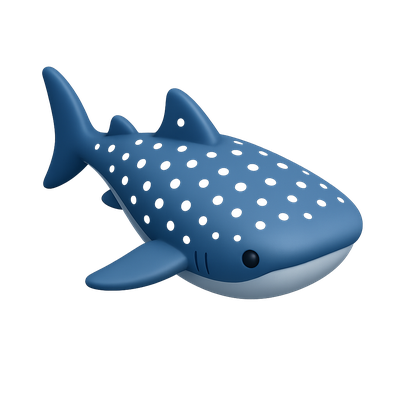 3D Whale Shark Icon in Isometric View with Volumetric Feel
