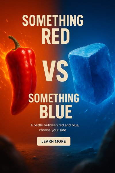 Engaging visual comparison of red and blue elements