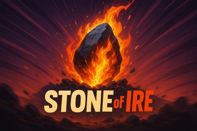 Dynamic Stone of Fire Illustration with Bold Typography
