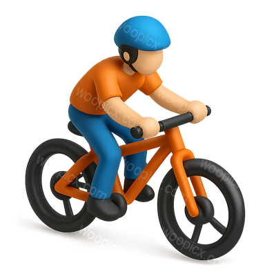 Stylized 3D Biker Icon in Motion