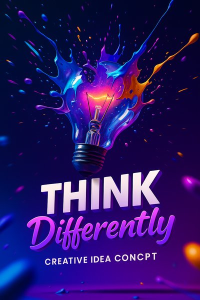 Explosive Creative Ideas with Colorful Light Bulb