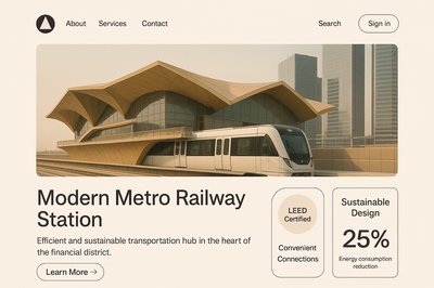 Modern Metro Railway Station Landing Page Design