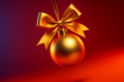 Elegant Gold Christmas Ball with Ribbon and Bow