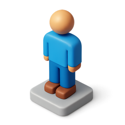 3D Icon Figure in Isometric View with Volumetric Effects