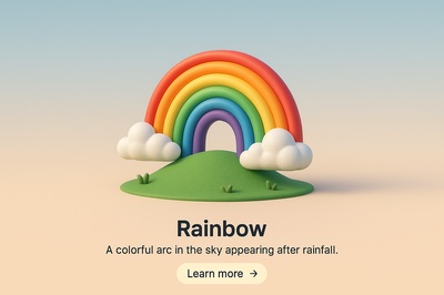 Stunning 3D Rainbow Scene with Clouds and Grass