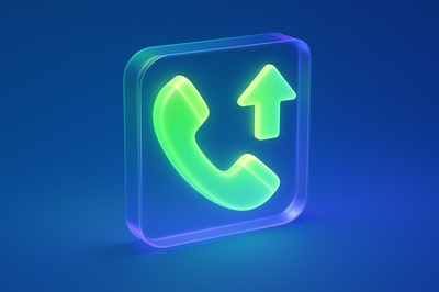Glowing 3D Icon of Outgoing Phone Call