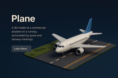 Detailed 3D Scene of a Plane on Runway with Grass