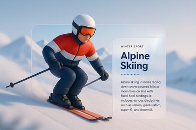 3D Illustration of Alpine Skiing with Transparent Elements