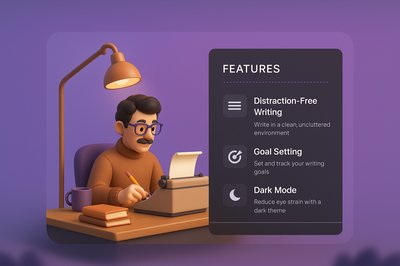 3D Web Page Design Featuring Writing Tools