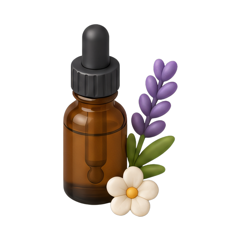 essential oil bottle on wooden table