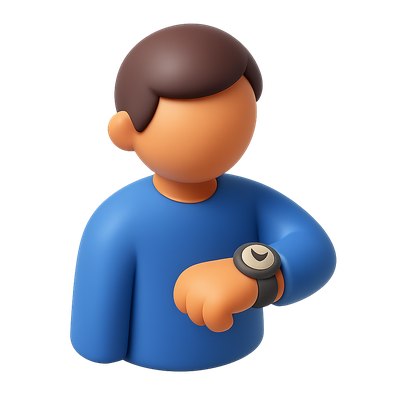 3D Icon of a Person Checking Time with Watch
