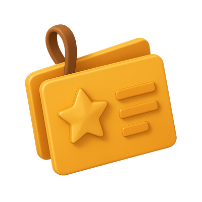 Stylized 3D VIP Membership Card Icon with Star