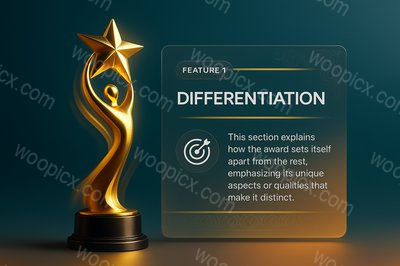 Luxury Golden Award Trophy with Feature Description