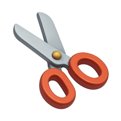 Stylish 3D Scissors Icon with Volumetric Detail
