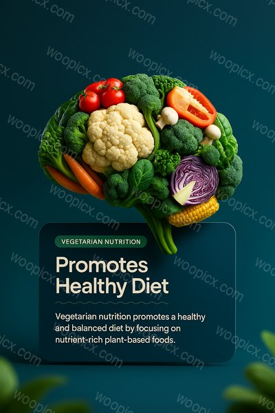 Colorful Vegetable Brain Illustrating Healthy Vegetarian Nutrition