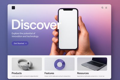Modern Landing Page Design with Bold Typography and Gradient Background