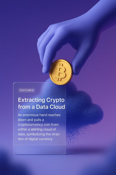Enormous Hand Extracting Cryptocurrency from Data Cloud