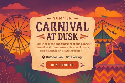 Colorful Summer Carnival at Dusk with Vibrant Elements