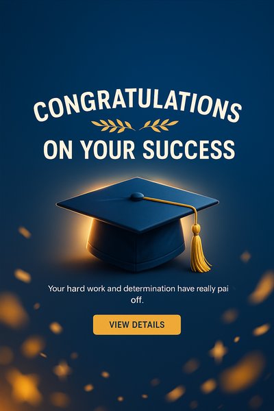Celebratory Graduation Cap Graphic for Success Announcement