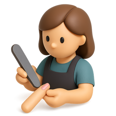 3D Nail Technician Icon in Isometric Design