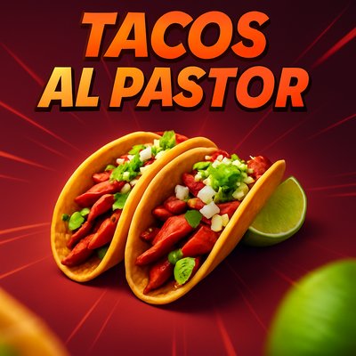 Dynamic Tacos al Pastor Presentation with Bold Title