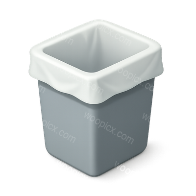 3D Icon of a Waste Basket with Liner in Isometric View