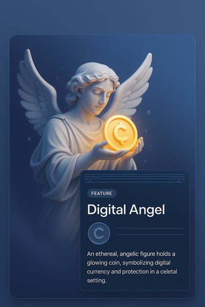 Digital Angel Holding a Glowing Coin – 3D Illustration