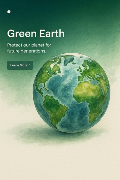 Green Earth Watercolor Art for Planet Protection
