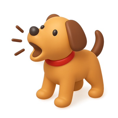 3D Isometric Dog Icon with a Playful Expression